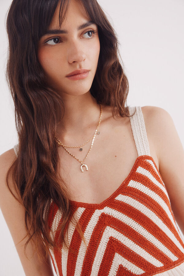 Springfield Vestido midi combinado crochet estampado