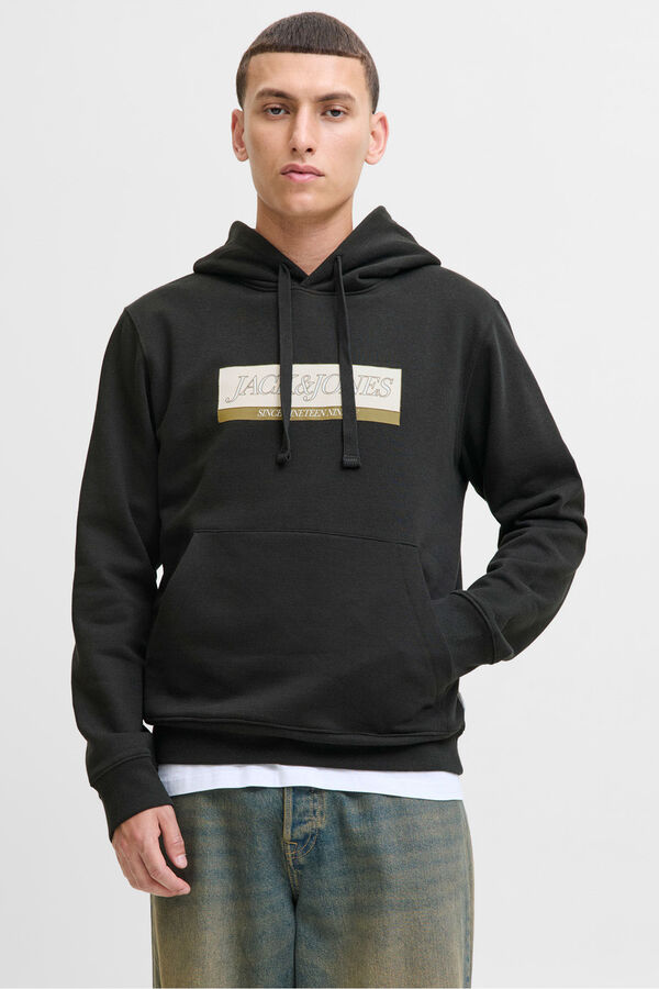 Jack & Jones Sudadera con capucha y logo frontal negro