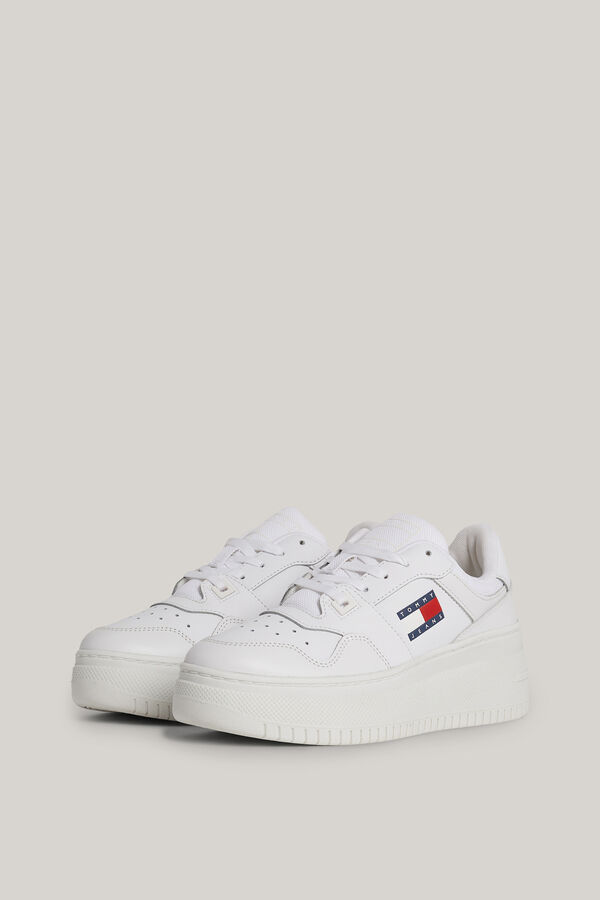 Tommy Jeans Plataforma basket de mujer Tommy Jeans con bandera blanco