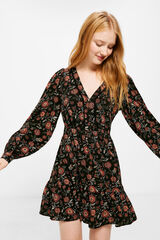 Springfield Vestido Corto Estampado Lace Escote negro