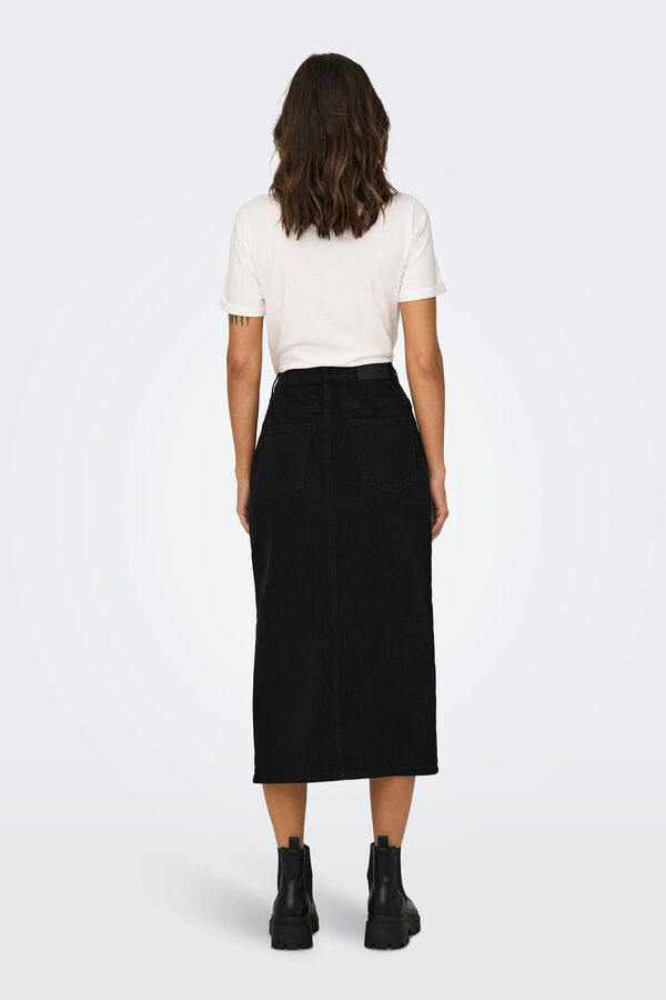 JDY Falda midi tubo abertura negro