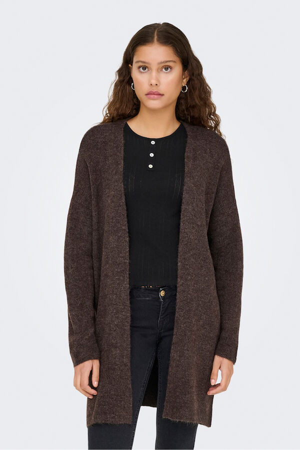 Only Casaco de malha midi aberto cru