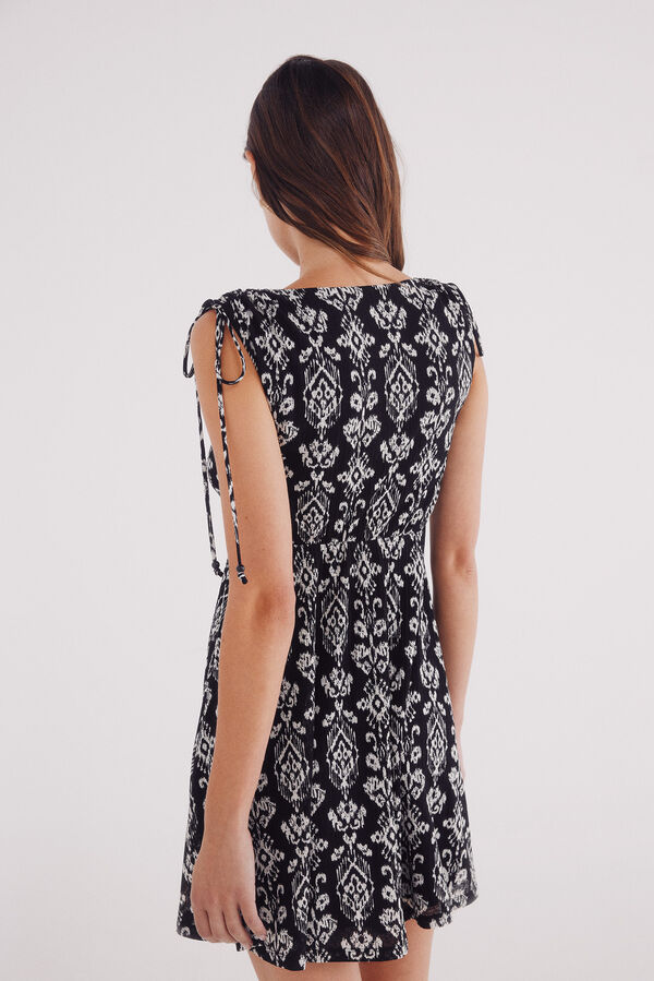 Springfield Vestido curto estampado &eacute;tnico preto