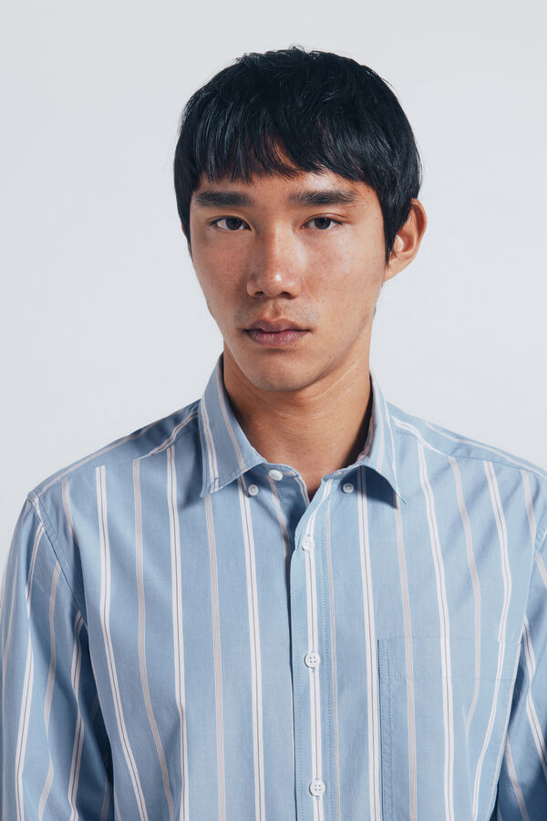 Springfield Camisa popel&iacute;n rayas azul