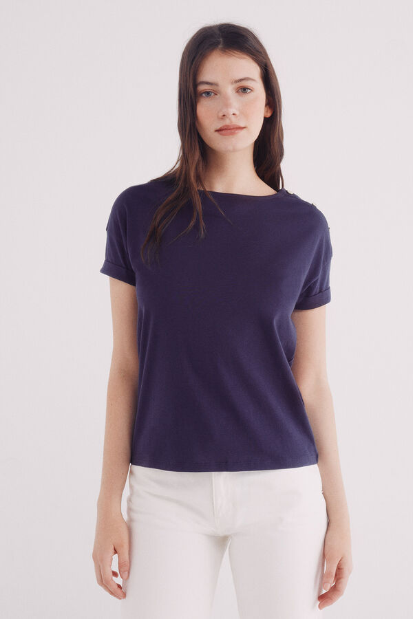 Springfield T-shirt lisa com mangas e botões nos ombros azul