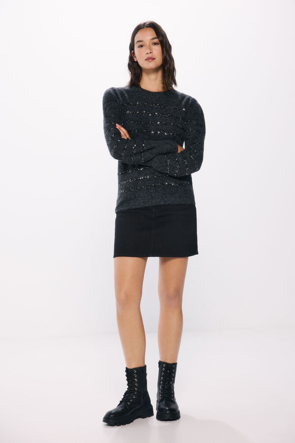 Springfield Su&eacute;ter riscas de lantejoulas cinzento