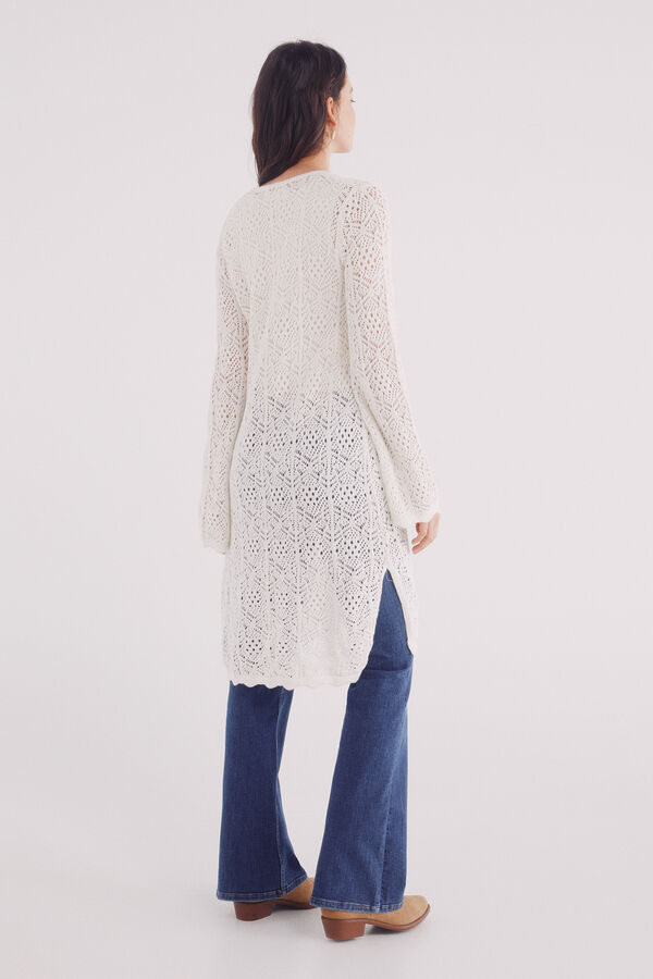 Springfield Cardigan largo punto pointelle nude