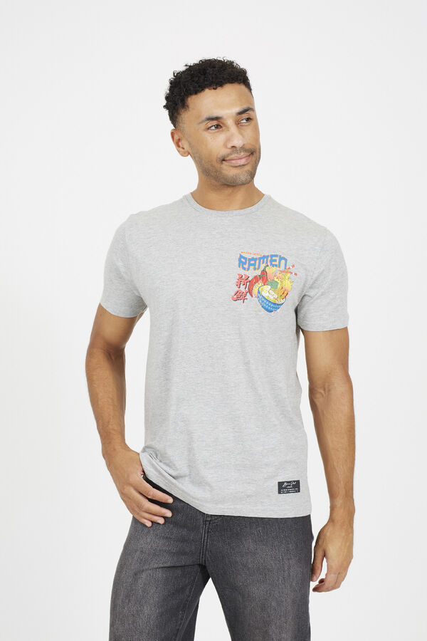 Brave Soul Camiseta com estampado nas costas cinzento