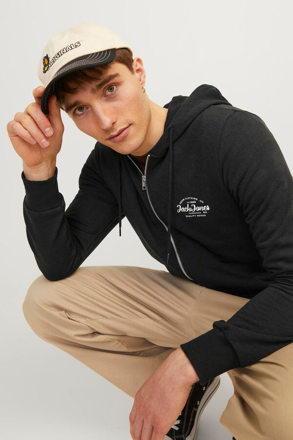 Jack & Jones Sweatshirt com capuz padr&atilde;o preto