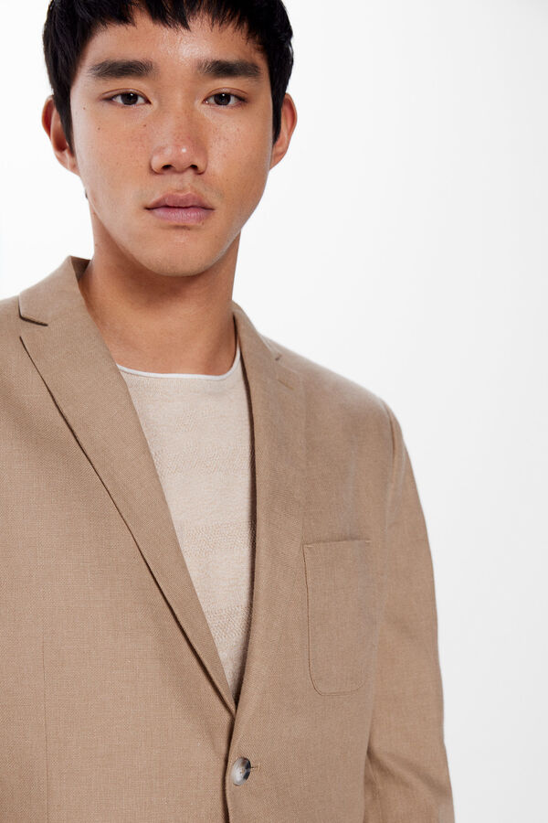 Springfield Blazer linho-algodão castanho