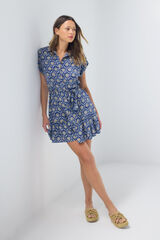Springfield Vestido corto camisero estampado azul