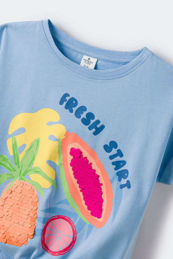 Springfield Kids Camiseta lentejuelas ni&ntilde;a kaki