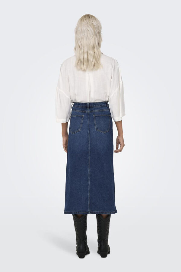JDY Falda midi vaquera azul