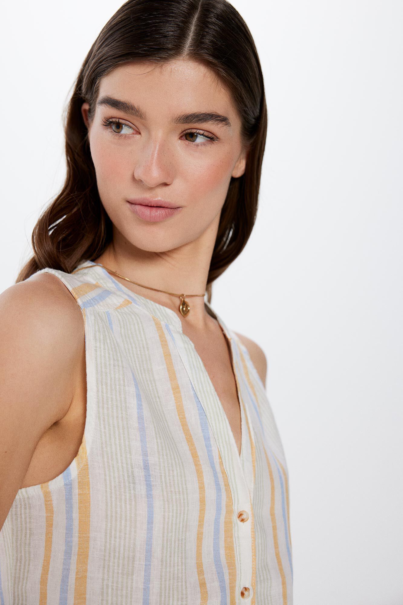 Springfield Blusa Gola Mao Sem Mangas Algod&atilde;o Linho