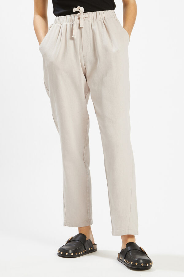 Pimkie Pantal&oacute;n de cintura el&aacute;stica beige