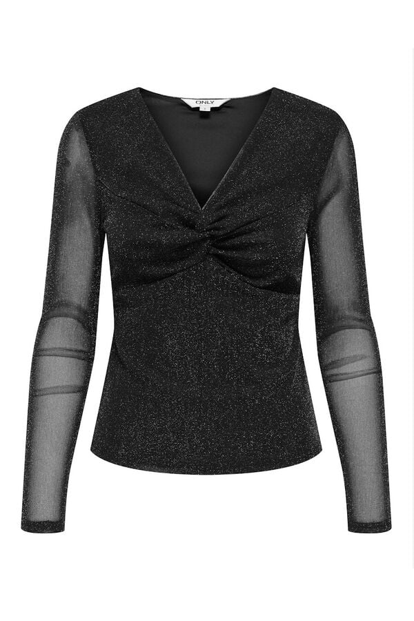 Only Top de glitter manga larga negro