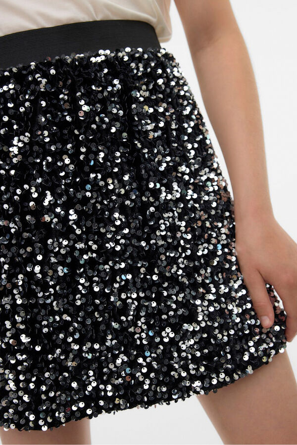 Vero Moda Girl Saia curta com lantejoulas  preto
