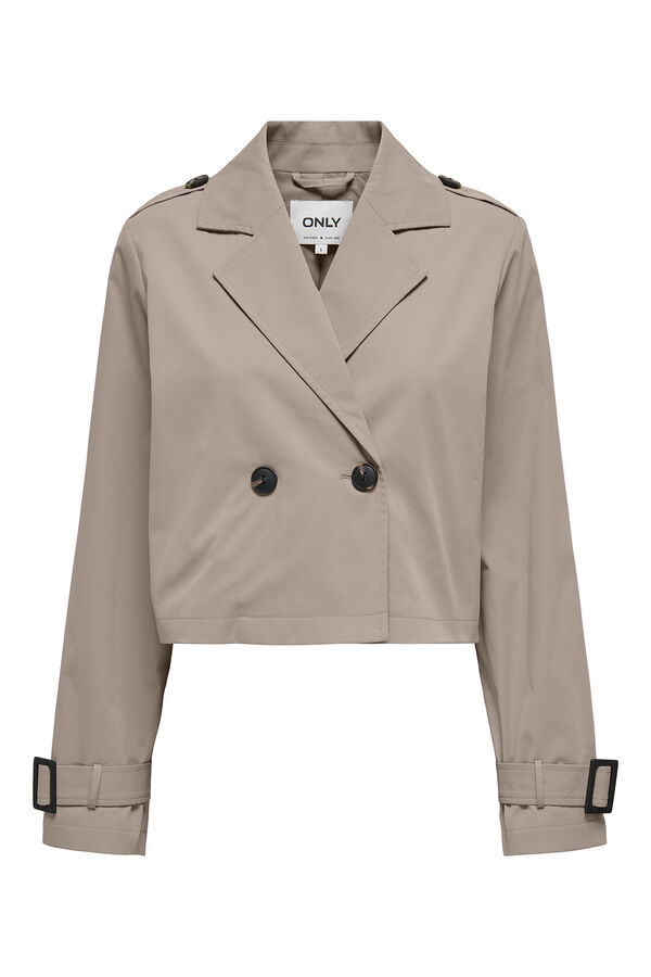 Only Trench coat curto com bot&otilde;es frontais cru
