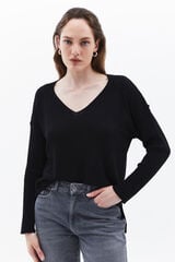 Oxxo Jersey de cuello pico negro
