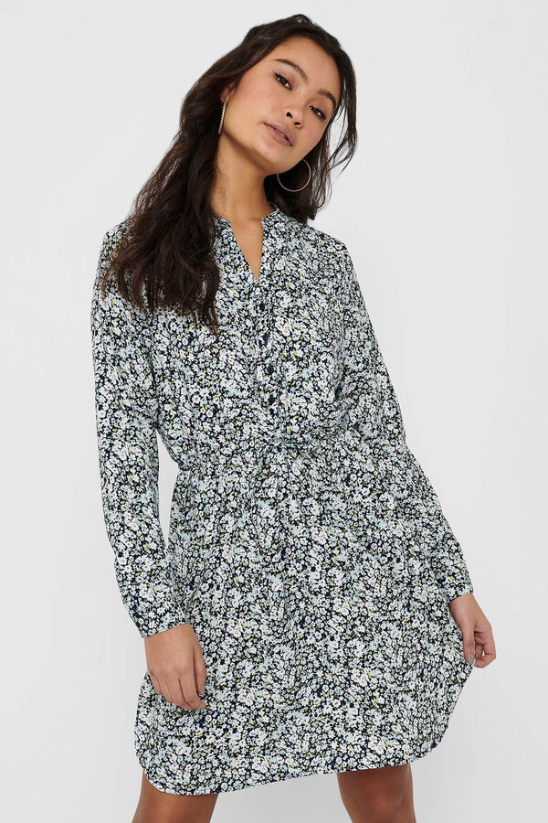 Only Vestido camisero botones azul