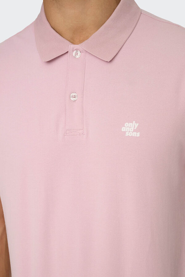 Only & Sons Herren- Poloshirt mit regular fit Passform. rosa
