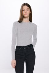 Springfield Camiseta justa de algodão  cinzento