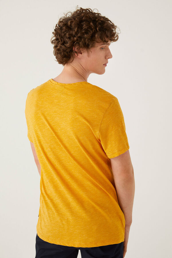 Springfield Camiseta textura bolsillo naranja