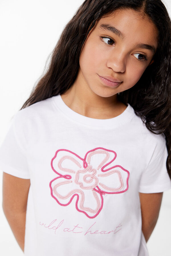Springfield Kids Camiseta bordado flor ni&ntilde;a blanco
