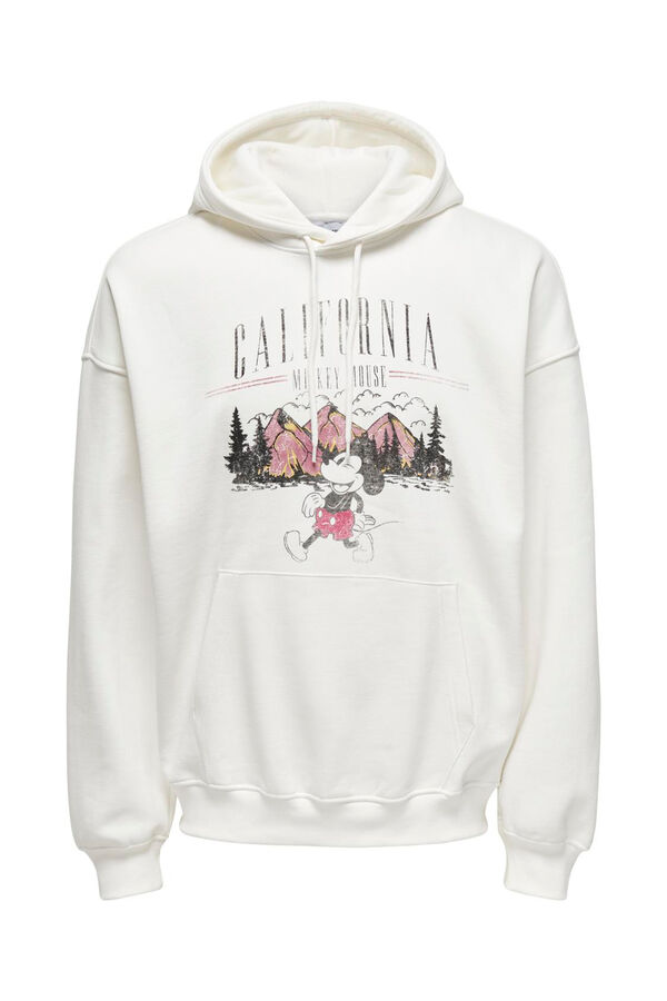 Only & Sons Sudadera relaxed con capucha y dibujo frontal blanco