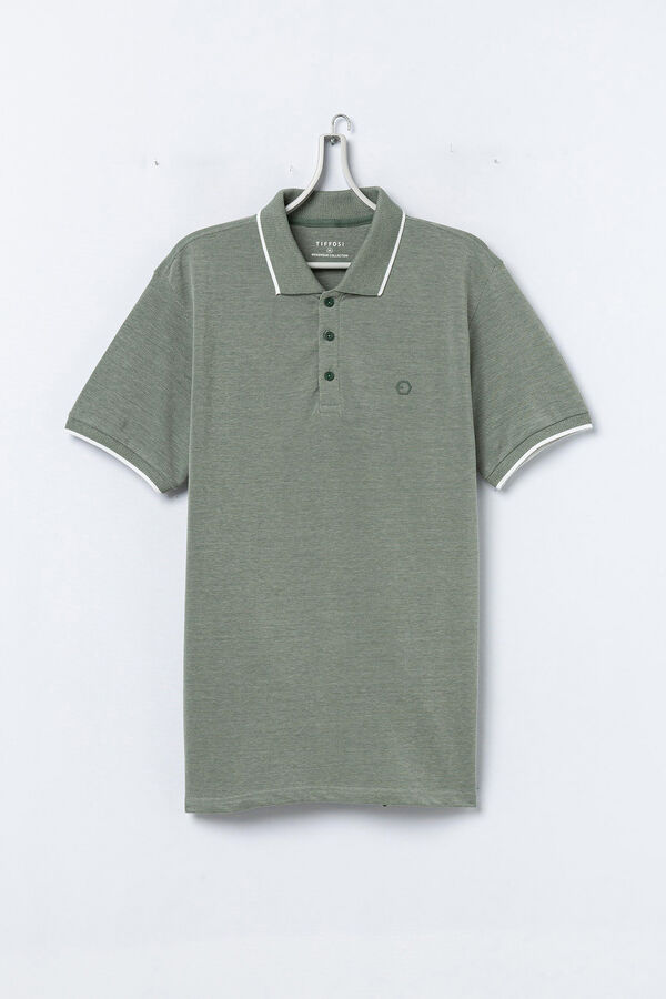 Tiffosi Polo Piqu&eacute; Detalhe Estampado com Relevo verde