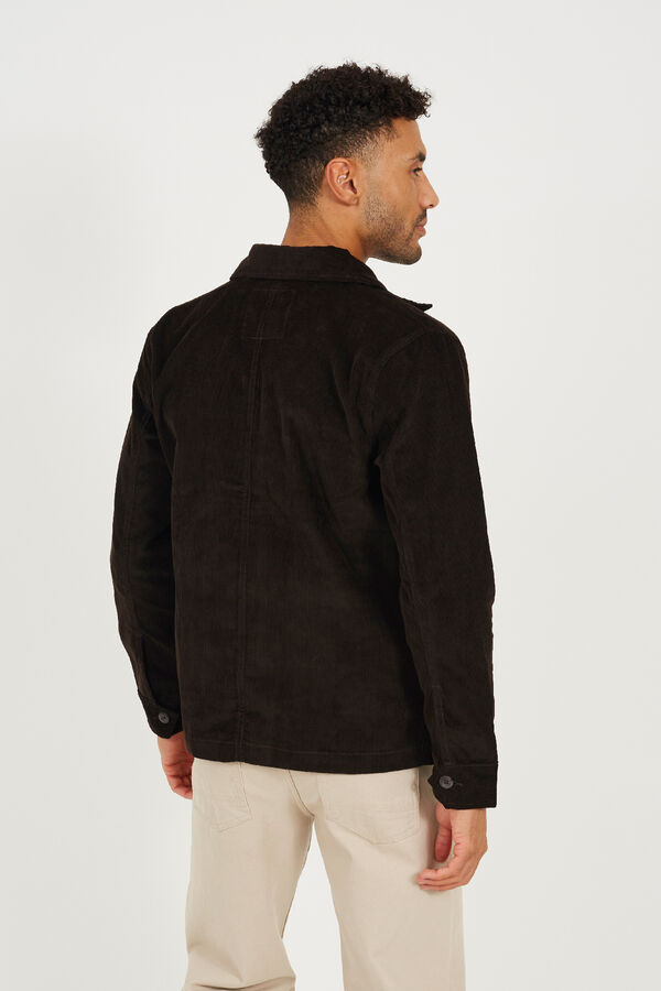 Brave Soul Sobrecamisa cierre de botones marr&oacute;n