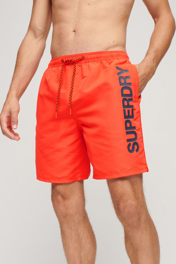 Superdry Fato de banho com gr&aacute;fico 43,2 cm Sport vermelho