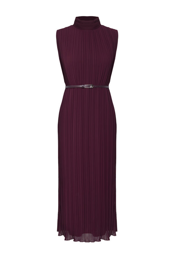 Trendyol Vestido midi plisado burdeos