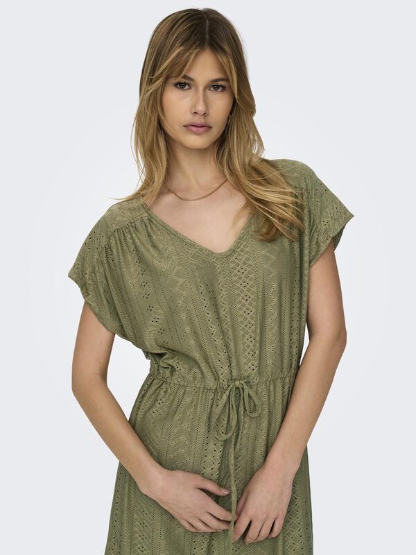 JDY Vestido corto cuello pico verde