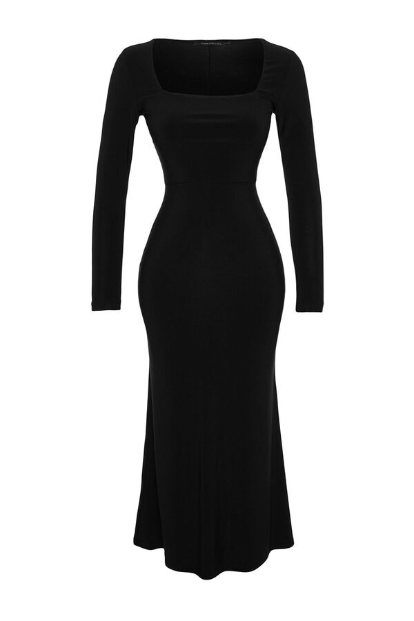 Trendyol Vestido maxi de punto negro