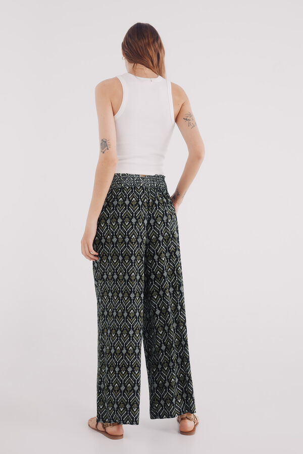 Springfield Cal&ccedil;as flu&iacute;do palazzo estampado preto