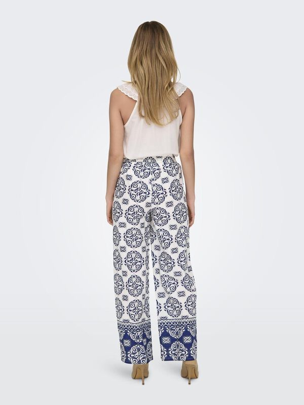 JDY Pantal&oacute;n ancho estampado blanco