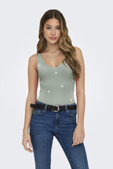 JDY Top de punto bordado verde