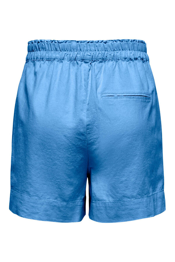 Only Calções fluidos de linho azul