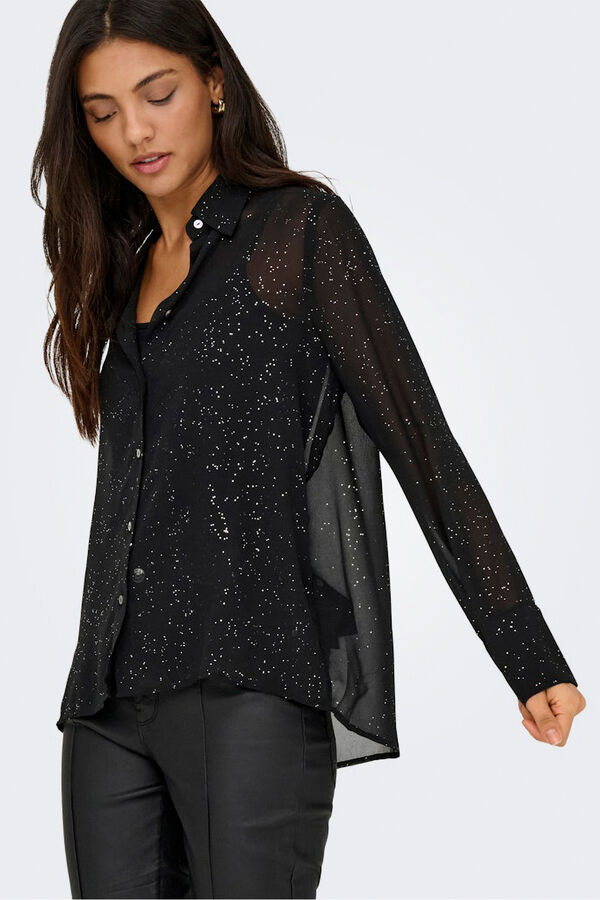Only Camisa de gasa con glitter negro