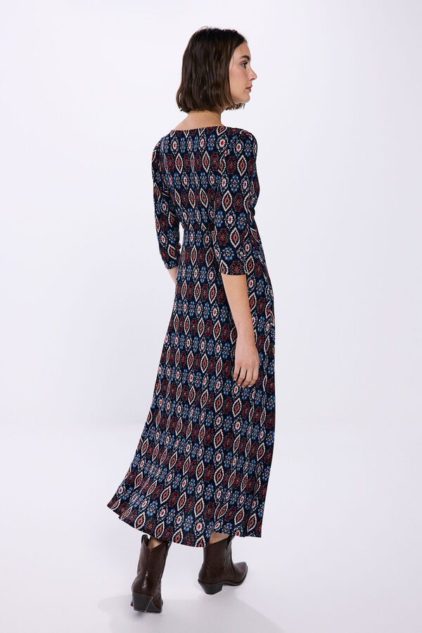 Springfield Vestido midi estampado geom&eacute;trico azul