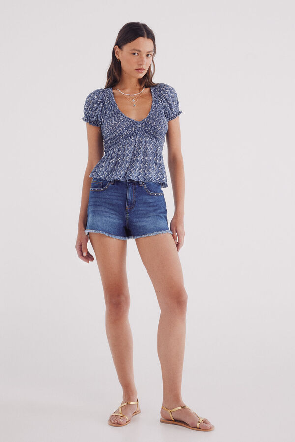 Springfield Top smock estampado turquesa