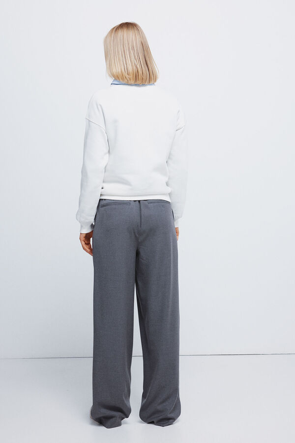 Springfield Pantalones pinzas goma cintura gris
