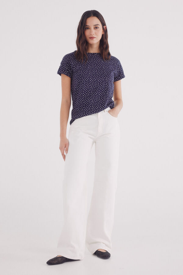 Springfield Camiseta manga vuelta trabilla estampada azul