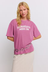 Springfield T-shirt de manga curta "chiringuito modo on" rosa