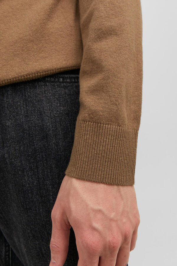 Jack & Jones Camisola gola alta fecho-&eacute;clair cru