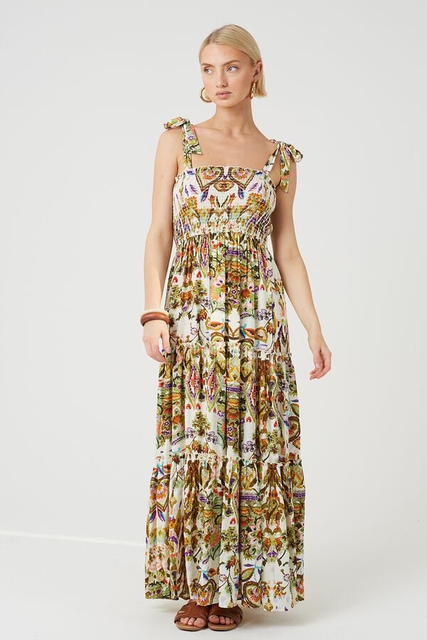 Brave Soul Vestido comprido com detalhe franzido verde