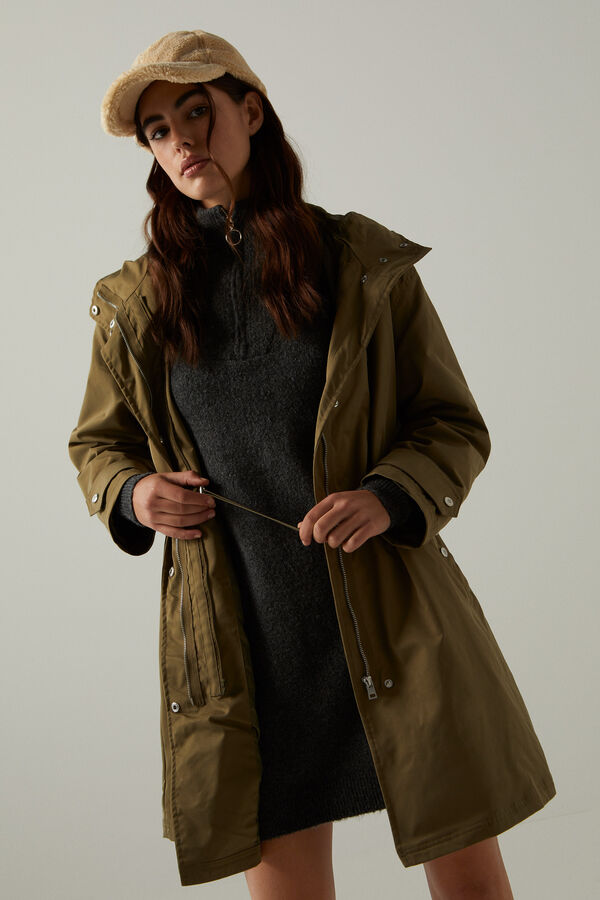 springfield Parka Comprida repelente &agrave; &aacute;gua verde