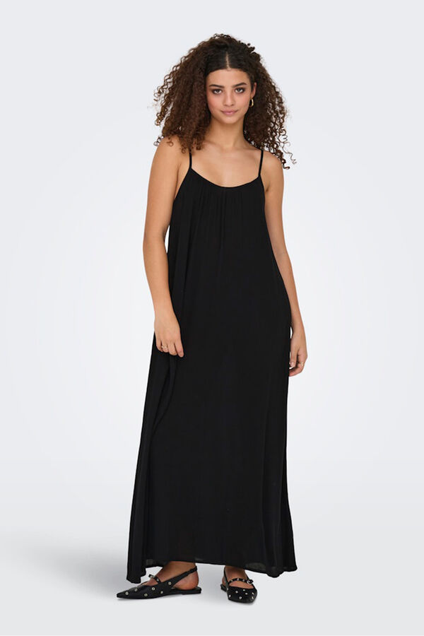 Only Vestido comprido flu&iacute;do preto
