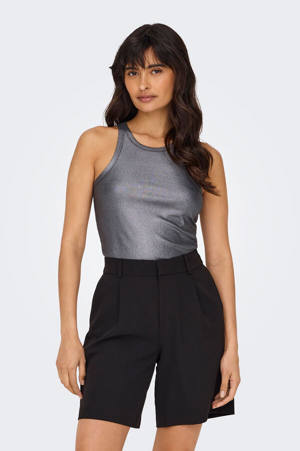 Only Top metalizado de tirantes gris
